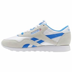 Adidasy Damskie Reebok Classic Nylon Białe/Niebieskie PL 89MBQJO